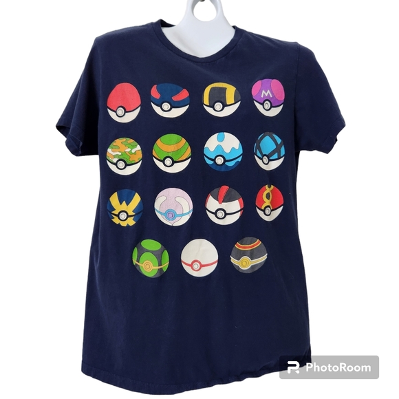 Pokemon 15 Poke Balls Black Graphic Unisex All Cotton Short Sleeve T-Shirt M - Picture 2 of 12